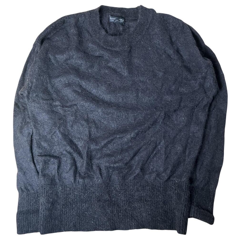 Banana Republic Sweater Mens M Gray Pullover Crew Neck Wool Oversized Relaxed